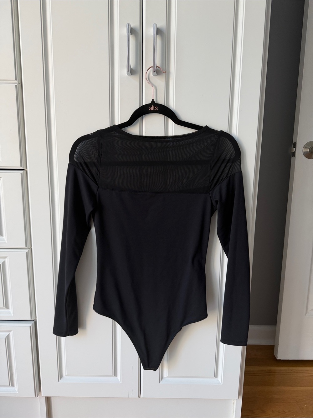 Abercrombie & Fitch Black Long-Sleeve Mesh Bodysuit